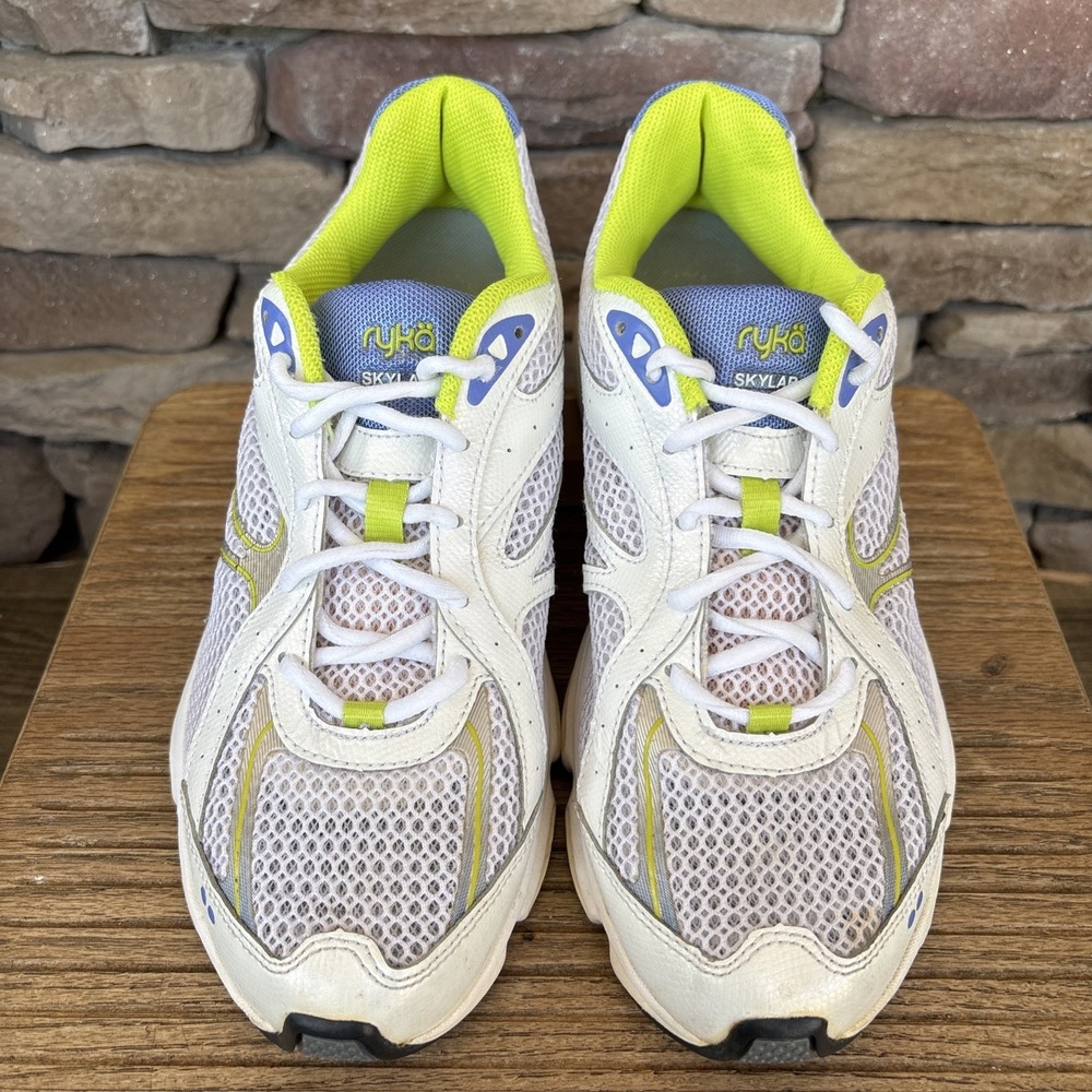 Ryka Women's Skylar  Stride Walking White W/ Blue Lime Accent Sneaker 8.5 Mesh - Picture 3 of 12